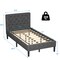 Costway Twin Upholstered Bed Frame Diamond Stitched Headboard Wood Slat Support
